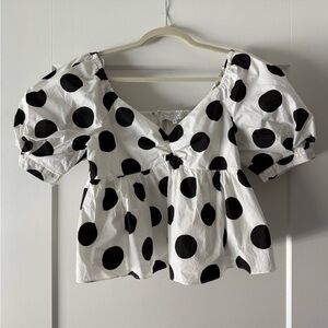 Endless Rose Polka Dot Puff Sleeve Blouse